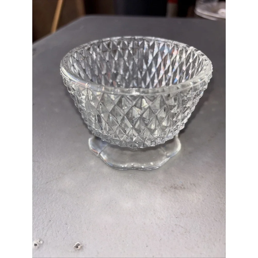 Vtg. Clear Indiana Glass Diamond Pattern Fairy Lamp BOTTOM ONLY